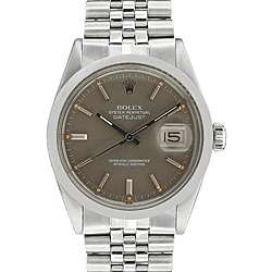Pre owned Rolex Mens Datejust Grey Dial Stainless Steel Watch 