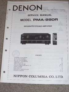 Denon Service/Operation Manual~PMA 980R Amplifier Amp  