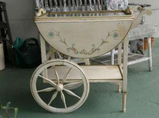 RARE FRENCH TOLE PAINTED TEA CART MID CENTURY YET SHABBY CHIC OR 