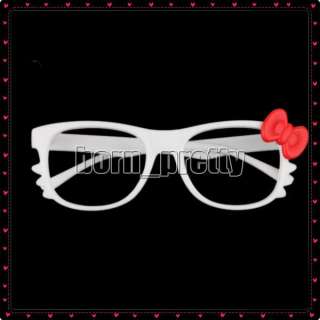 HelloKitty Eyeglasses Frame Red Bowknot White Frame No Lense Glasses 