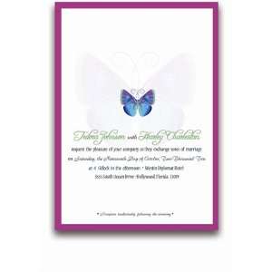   25 Rectangular Wedding Invitations   Butterfly Blue