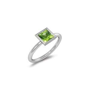  0.74 Cts Peridot Ring in 14K White Gold 10.0 Jewelry