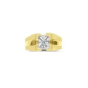  0.06 Cts Diamond Solitaire Square Top Mens Ring in 14K Two 