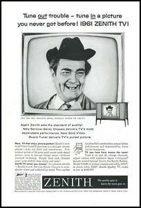 1961 vintage ad for Zenith TV with Red Skelton  