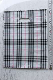 New 50pcs plastic Shopping gift bag 33x26cm Grid lines  