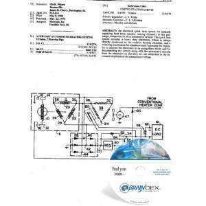  NEW Patent CD for AUXILIARY AUTOMOTIVE HEATING SYSTEM 