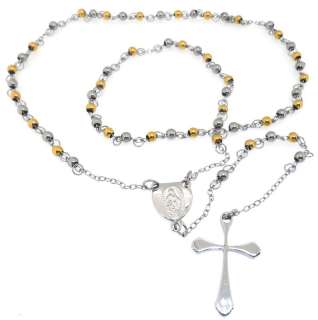 Stainless Steel Black Silver Gold Tone Bead Buddha Cross Necklace Men 
