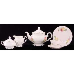 Rose Bouquet Fine China Tea Set for Four: Grocery & Gourmet Food