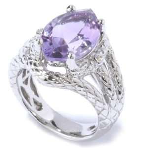  Sterling Silver Amethyst & Diamond Accent Ring: Jewelry