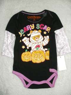New Baby Girls CARE BEARS Beary Scary Halloween Onesie Long Sleeves 