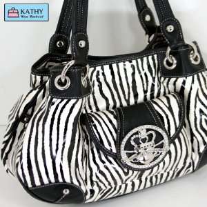 : Kathy Van Zeeland Zebra Animal Print Limelight Ring Shopper Handbag 