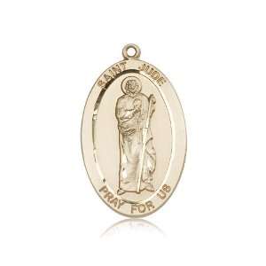   Gift 14K Solid Yellow Gold St. Jude Medal 1 5/8 X 1 Inch: Jewelry
