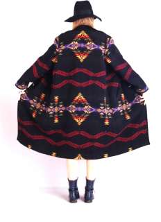   Southwestern Native RAINBOW Concho Wool Jacket BLANKET COAT  