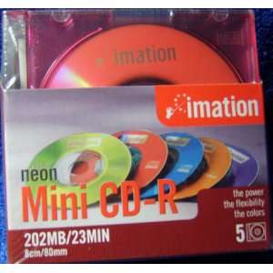  Imation Neon Mini CD R 202MB/23 Min CDs