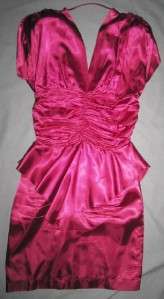   Steppin Out Ruched Valentine Pink Satin Ruched Body Hug Dress 9  