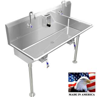 HAND SINK 42 2 USERS MULTI STATION HANDS FREE WITH LEGS STAINLESS 