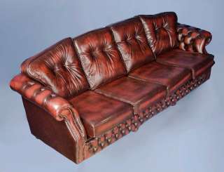 Antique Style Leather Chesterfield Sofa Couch  