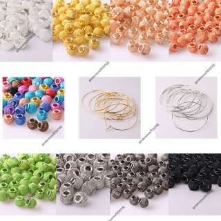80MM Circle Hoop Earrings 12MM European Mesh Beads Craft Findings 