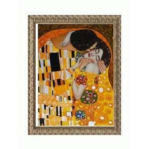 Oil Painting   Klimt Paintings The Kiss with Golden Oak Leaf Frame 