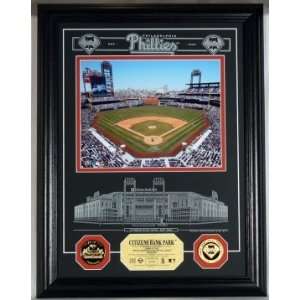 Citizens Bank Park Archival Etched Glass w/ two Gold Coins:  