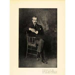  1908 Print John Rockefeller Chair Man Portrait Serious 