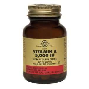  Dry Vitamin A 5,000 IU 100 Tablets