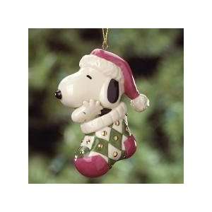  Lenox Peanuts Snoopy & Woodstock in Stocking Christmas 