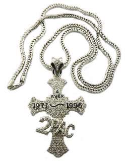 ICED OUT 2PAC CROSS PENDANT+CHAIN 2 COLORS TO CHOSE  