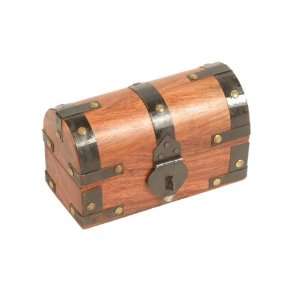  5.5 Wooden Treasure Chest Box with Black Metal Accents 