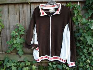 Vtg 70s 80s Hip Hop Run DMC era zip up sweatshirt Brown side pockets 
