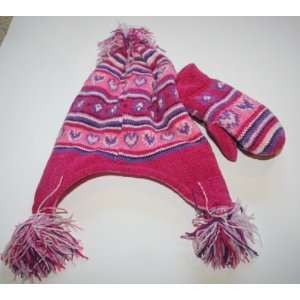  Toby N.Y.C. Toddler Hat & Mittens Set   Hot Pink Size: 4 6 