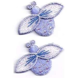 Ladybugs, Lavender w/Sparkly Wings (2)   Iron On Embroidered Applique