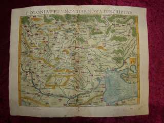 LITHUANIA POLAND BULGARIA RUSSIA EUROPE COL WOODCUT MAP MUNSTER 1559 