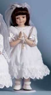 12 Porcelain Holy Communion Doll Brunette Hair Girl  