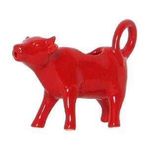  Stoneware Pottery Red Cow Creamer 4H, 5oz Set of 2