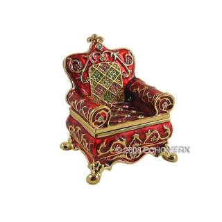 RED CHAIR FRENCH THRONE TRINKET JEWELRY BOX BEJEWELED  