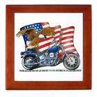 Artsmith Inc Keepsake Box Mahogany Motorcycle Eagle And US Flag 