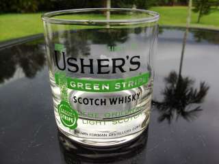 USHERS GREEN STRIPE SCOTCH WHISKY GLASS SINCE 1853 BROWN FORMAN 
