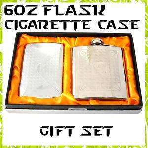6oz Stainless Steel Flask and Cigarette Case 70034  