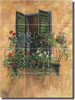 Martinelli Tuscan Flowers Window Tile Mural Backsplash  