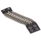   Ahead Soft Black Leather Cuff Bracelet with Mixed Chain Combination