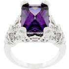 Goodin Silver Tone Antique Inspired Purple Cubic Zirconia Ring 