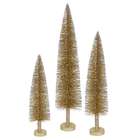   Metallic Gold Glitter Artificial Mini Village Christmas Trees   Unlit