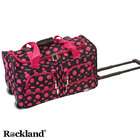    Rockland Black/Pink Dot 22 inch Carry On Rolling Duffel Bag