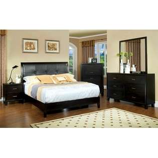   Ex Contemporary Style Espresso Wood Finish Queen Platform Bedroom Set