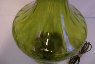 Dark olive green translucent glass table lamp   shade is not inlcuded 