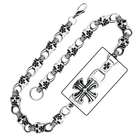   Jewelry Mens Stainless Steel CZ Cross Greek Key Black Dog Tag Pendant