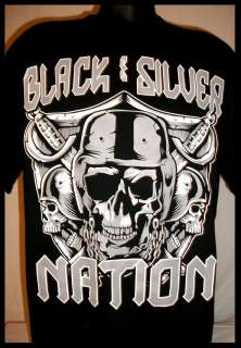   Raiders MMA Skull T shirt Black Mens Jersey Sliver Black Nation XL 2X