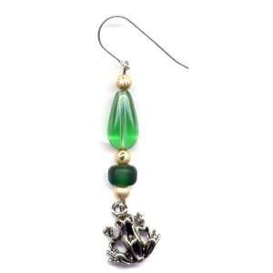  Glass Bead Frog Earrings Sterling Silver Jewelry Gift 