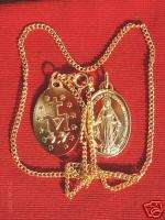 Large Miraculous Medal & 20 inch Gold Plated Chain Mary  